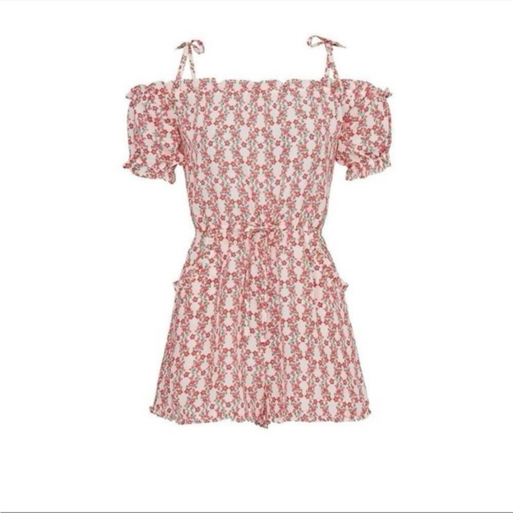 Paloma Blue‎ Floral Pink and White Romper size L